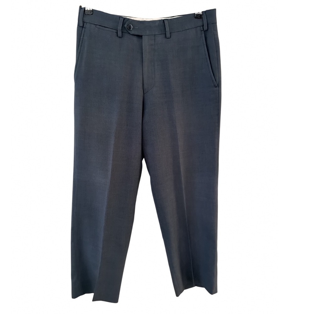 Bianco‎ Brioni Florence Mens Dress Pants 30S Flat Front Slate Gray Blue Italy